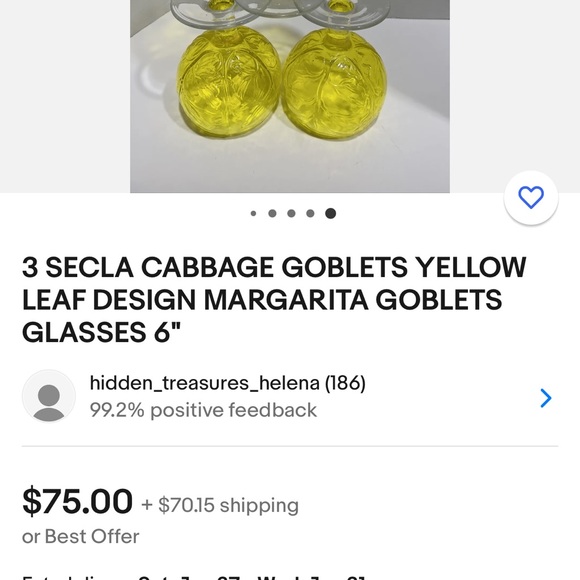 SECLA 3 Sigma Taste Setter Cabbage Wine /Water /Goblet Glasses - Picture 13 of 13